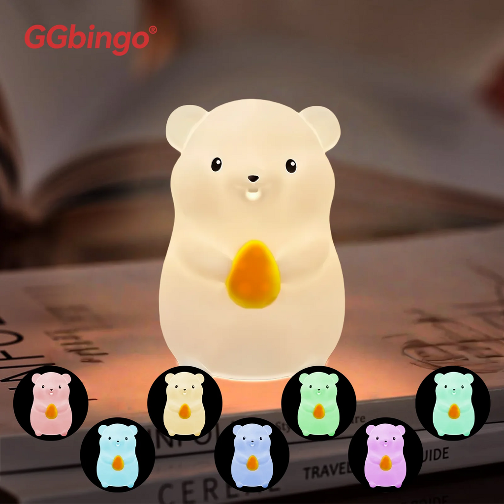 Touch Sensor RGB LED Night Light Cute Pear Duck Hamster Silicone Lamp for Kids USB Rechargeable Bedroom Bedside Lighting