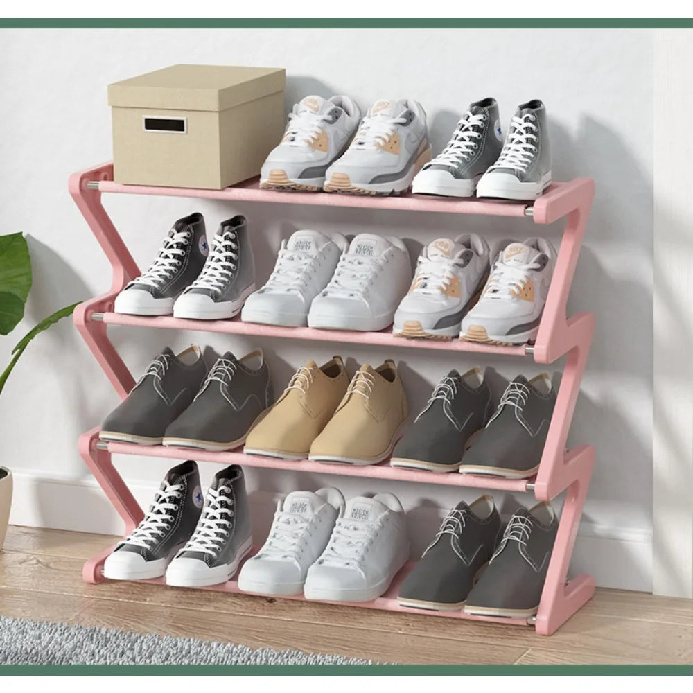Creative Z-shaped Shoe Rack, Simple Household Shoe Storage, Multi-layer Assembly Shoe Rack for Dormitories Shoe StorageOrganizer