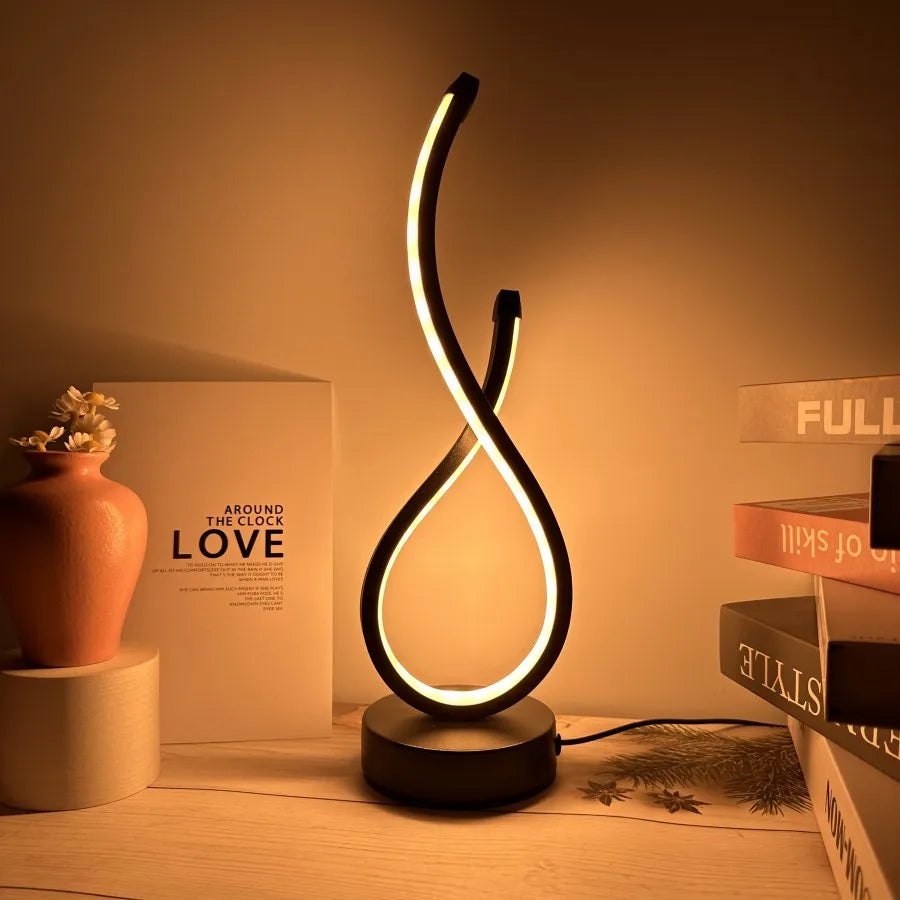 Creative Spiral LED Night Light 3 Colors Dimmable Desk Lamp Reading Light for Living Room Office Desk Bedroom Bedside Decor
