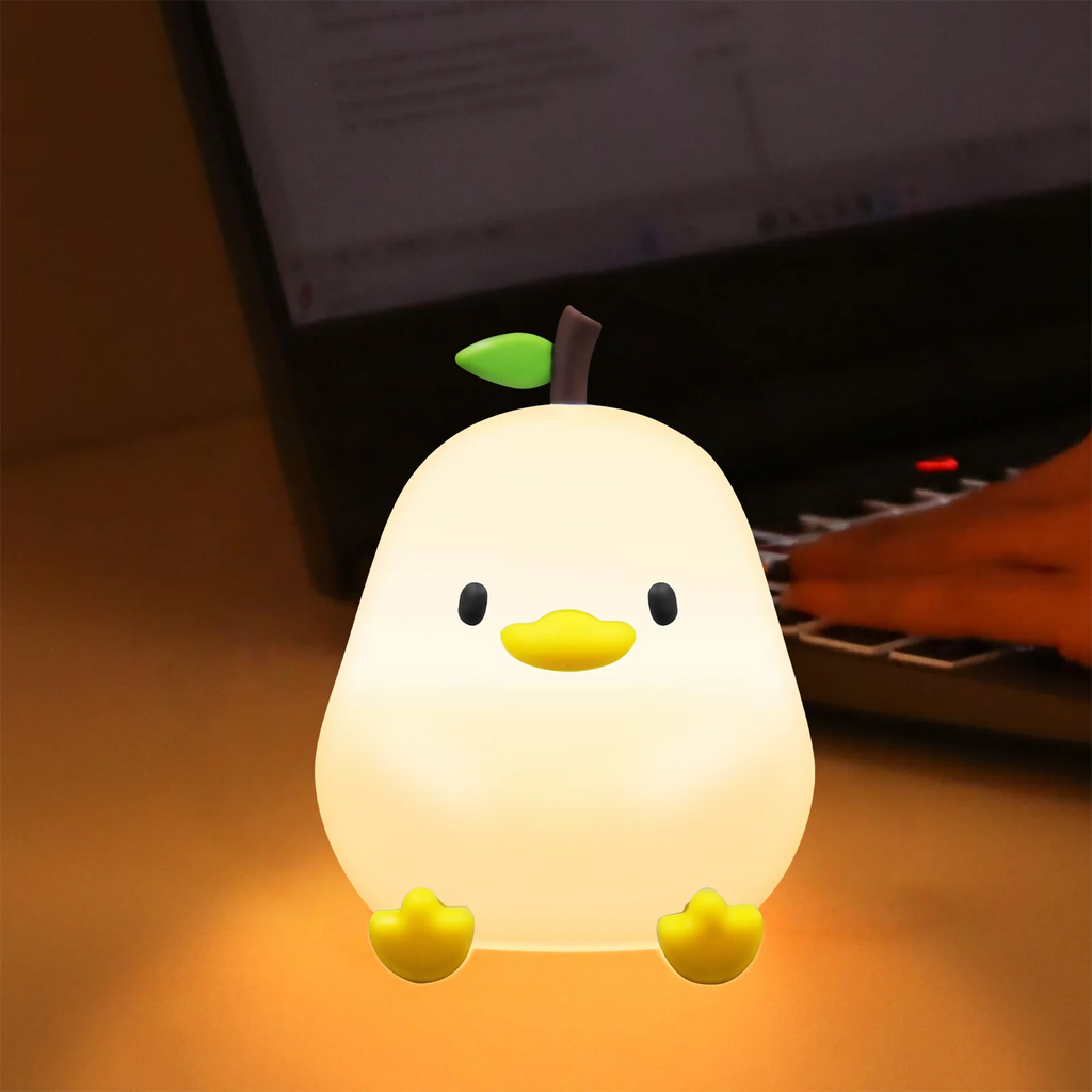 Touch Sensor RGB LED Night Light Cute Pear Duck Hamster Silicone Lamp for Kids USB Rechargeable Bedroom Bedside Lighting