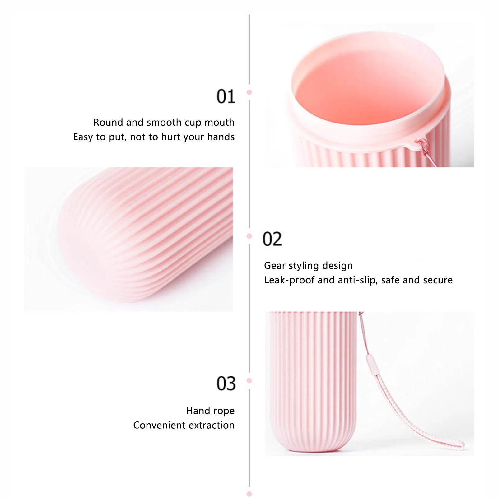Pink Empty Travel Portable Toothbrush Cup Bathroom Toothpaste Holder Storage Case Box Organizer Travel Toiletries Storage Cup