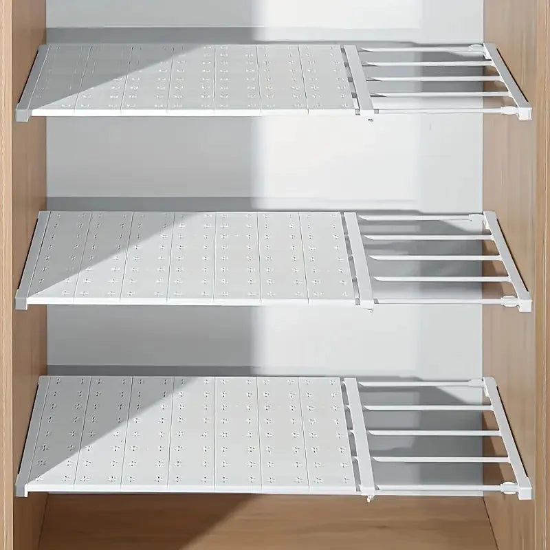 3-Piece Adjustable Storage Shelf Set - Heavy-Duty Plastic Construction with No Drilling Required, Space-Saving, White Modern Design, Adjustable Height, Suitable for Closet, Kitchen, Bathroom Organization - Easy to Install, Ve
