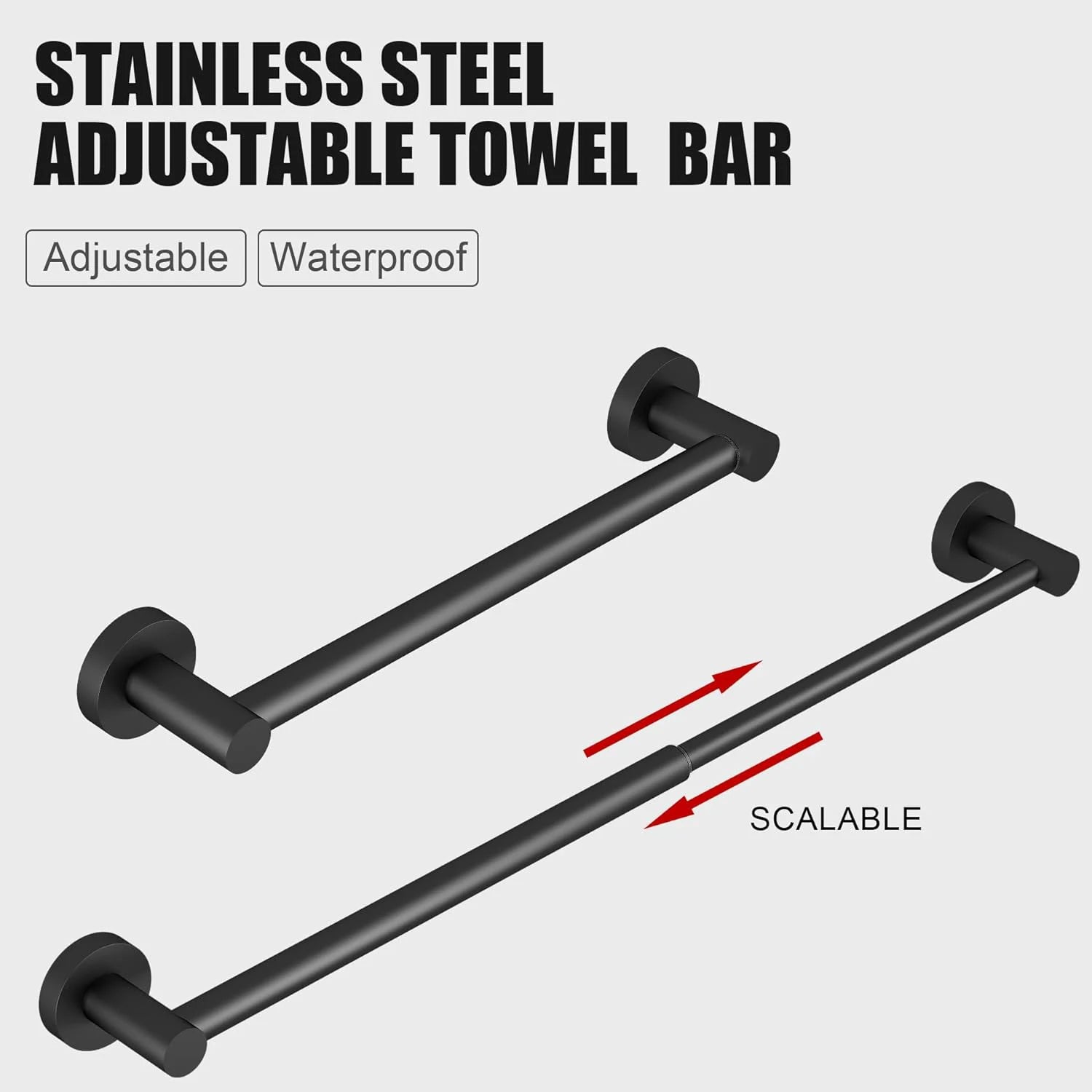 Adjustable Towel Bar Retractable Stainless Steel Rustproof Wall-mounted Extended Towel Holder for Bathroom Kitchen Accessories