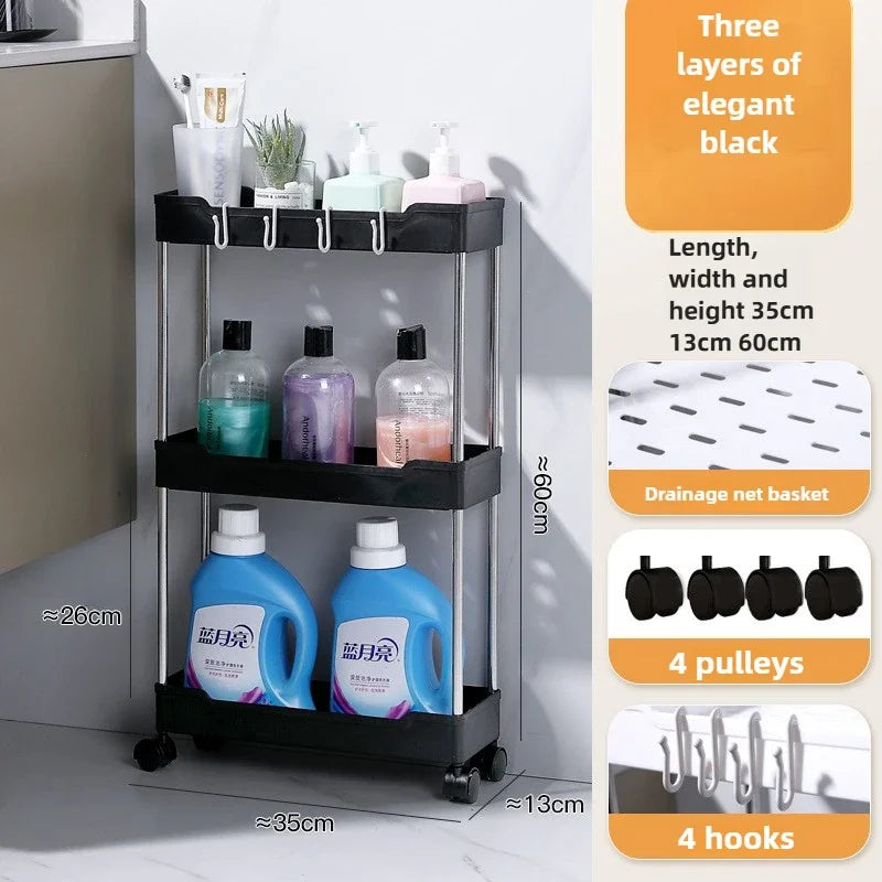 Multi - Layer 360° Rotating Storage Cart in ABS - Space - Saving, for Dorms & Kitchen,bathroom,Non-slip and durable Snack rack