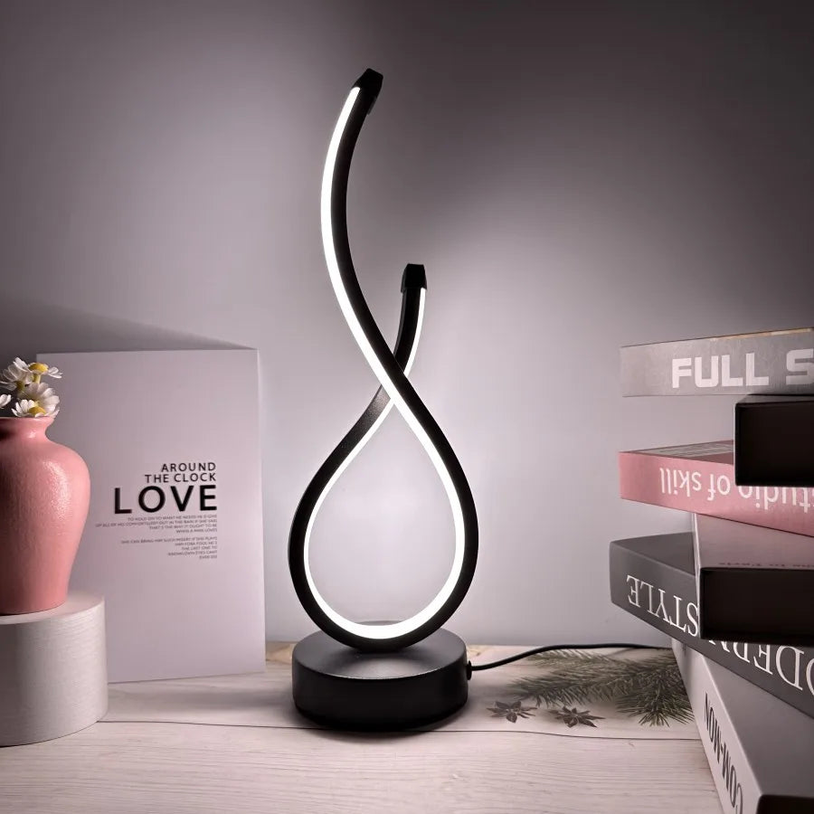 Creative Spiral LED Night Light 3 Colors Dimmable Desk Lamp Reading Light for Living Room Office Desk Bedroom Bedside Decor