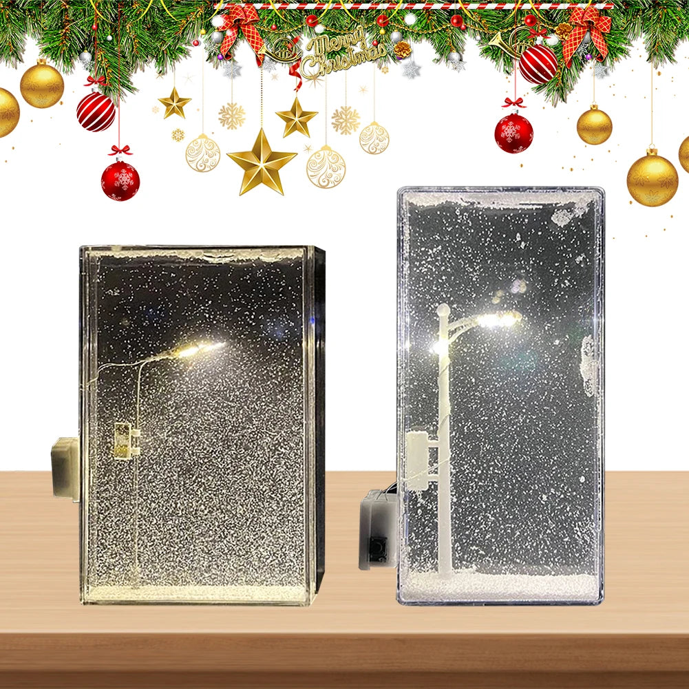 Snowy Lamp Snow Scenery Night Light Realistic Snowy Night Street Lamp Decorative Handmade Christmas Light for Kids Adults