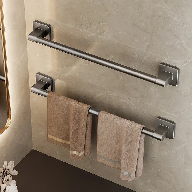 Towel Holder Space Aluminum No Drilling Bathroom Towel Organizers Self-adhesive Towel Bar Bathroom Shelves Hand Towel Bar
