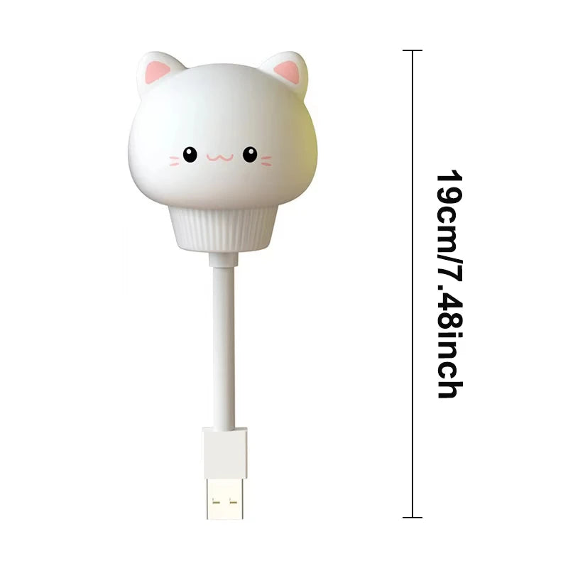 Cute Cartoon Bear Kitten USB Night Light - LED Voice Control Bedside Lamp with Remote for Baby Kid Bedroom Decor