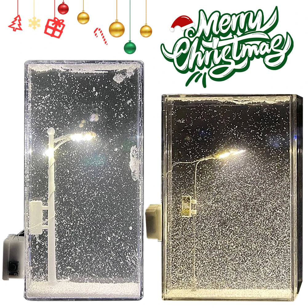 Snowy Lamp Snow Scenery Night Light Realistic Snowy Night Street Lamp Decorative Handmade Christmas Light for Kids Adults