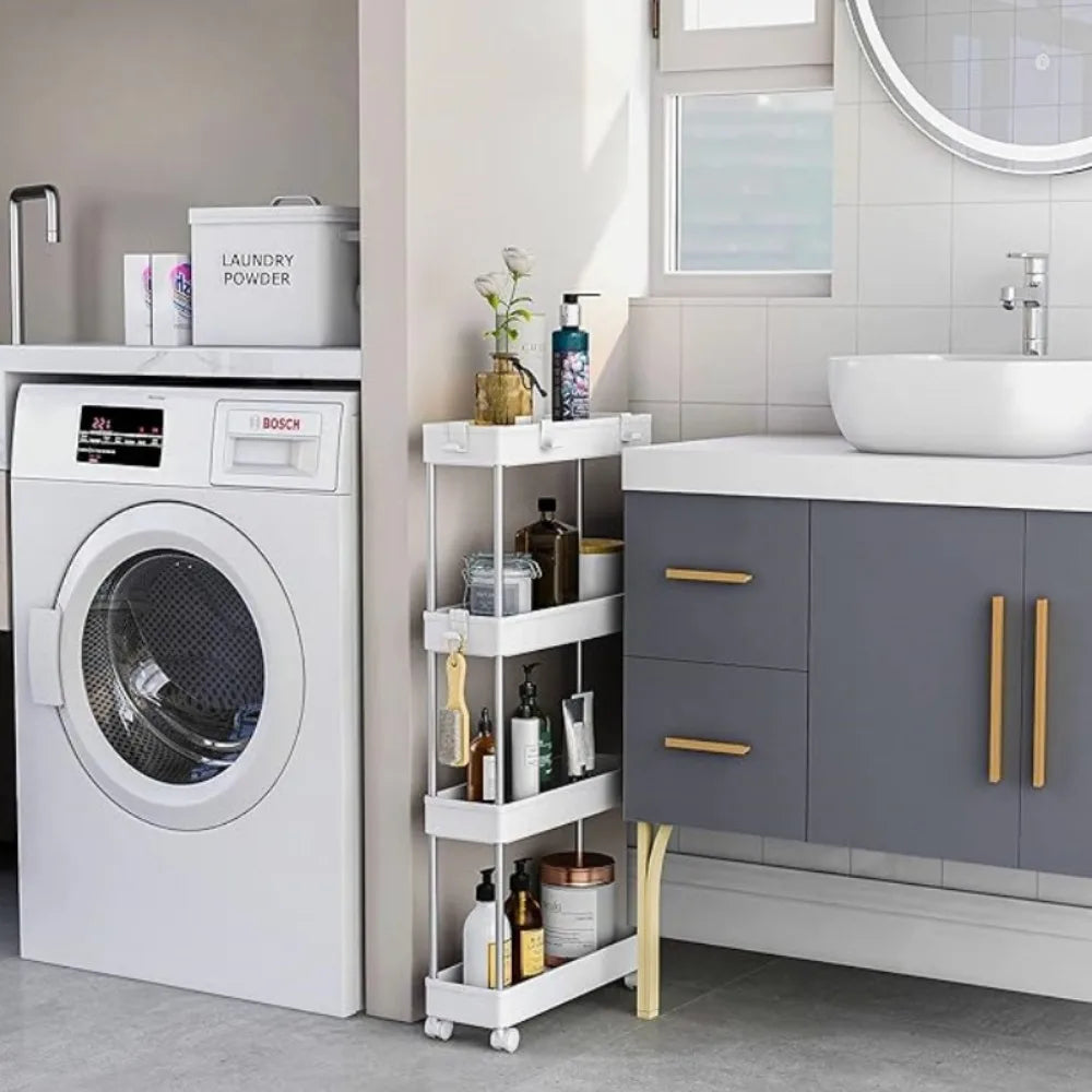 Multi - Layer 360° Rotating Storage Cart in ABS - Space - Saving, for Dorms & Kitchen,bathroom,Non-slip and durable Snack rack