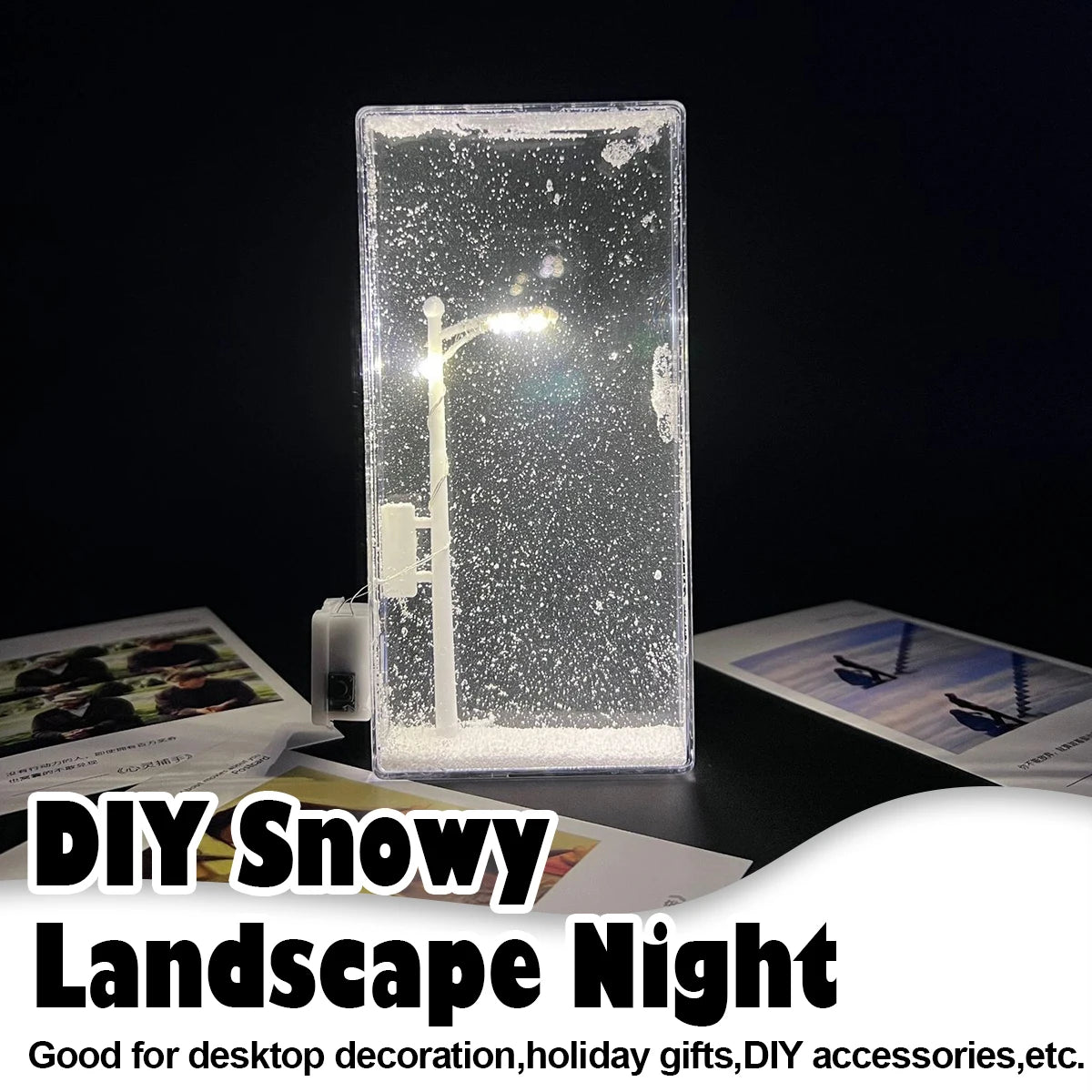 Snow Scene Night Light Snowy lamp handmade diy led small street convenient-lamp Girl's-Gift Holiday for-gift bedroom-girl-light