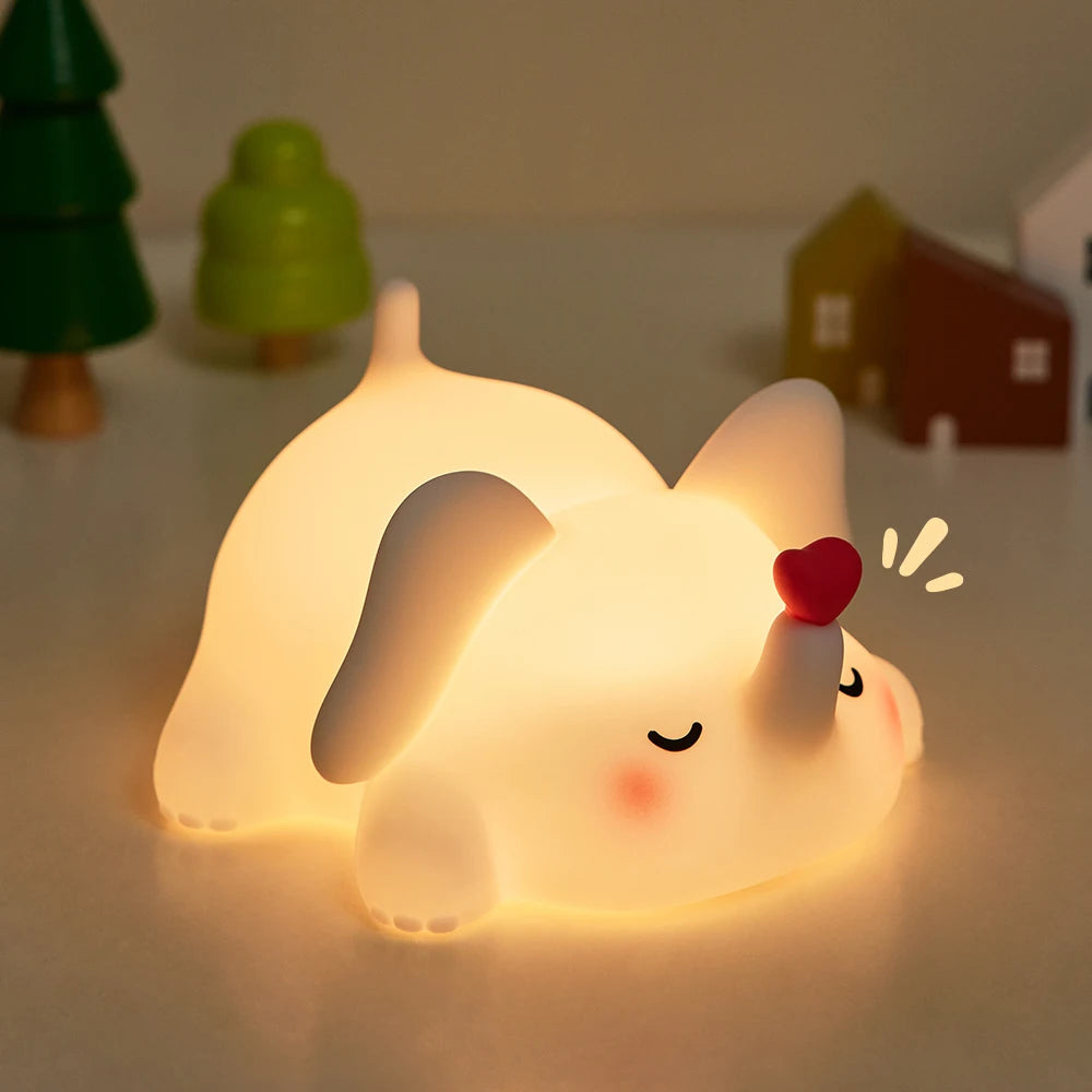 Cute Silicone LED Night Light 3 Level Brightness Rechargeable Nursery Sleeping Lamp Cordless Nightlights For Kids Room Decor