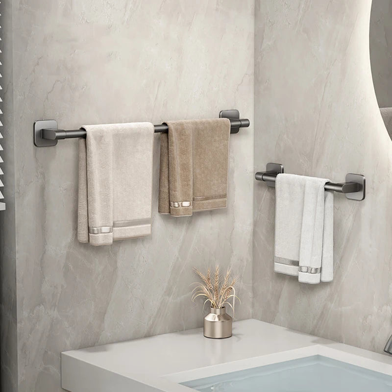 Towel Holder Space Aluminum No Drilling Bathroom Towel Organizers Self-adhesive Towel Bar Bathroom Shelves Hand Towel Bar