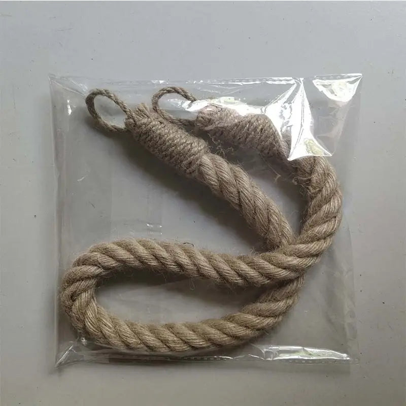 1pc Hemp Rope Tissue Holder Hole Free Wall Hanging Cotton String Hemp Rope Tissue Holder Solid Wood Roll Paper Holder