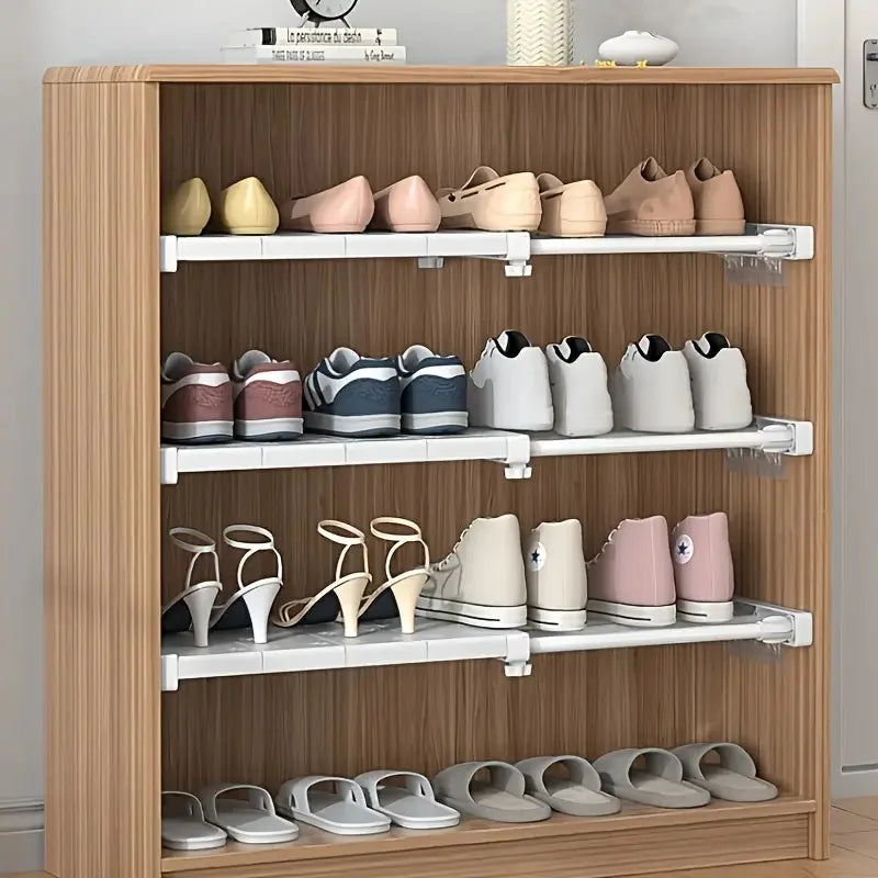 3-Piece Adjustable Storage Shelf Set - Heavy-Duty Plastic Construction with No Drilling Required, Space-Saving, White Modern Design, Adjustable Height, Suitable for Closet, Kitchen, Bathroom Organization - Easy to Install, Ve