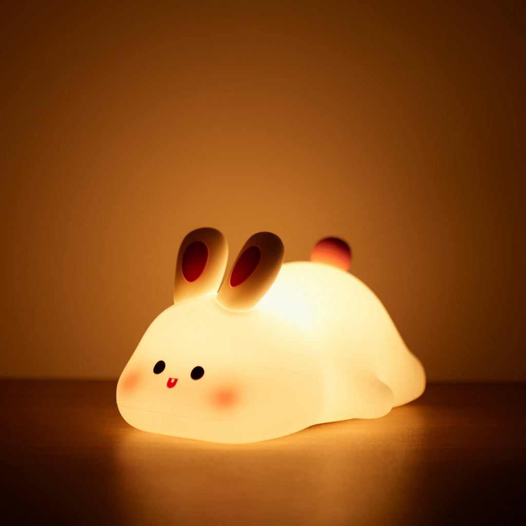 Novelty Animal Silicone Night Light Fox Rabbit Nursery Nightlight Rechargeable Timing Touch Sensor Bedside Table Lamp For Room