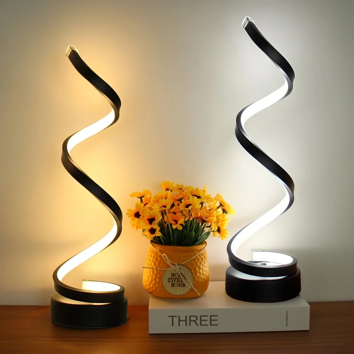 Creative Spiral LED Night Light 3 Colors Dimmable Desk Lamp Reading Light for Living Room Office Desk Bedroom Bedside Decor