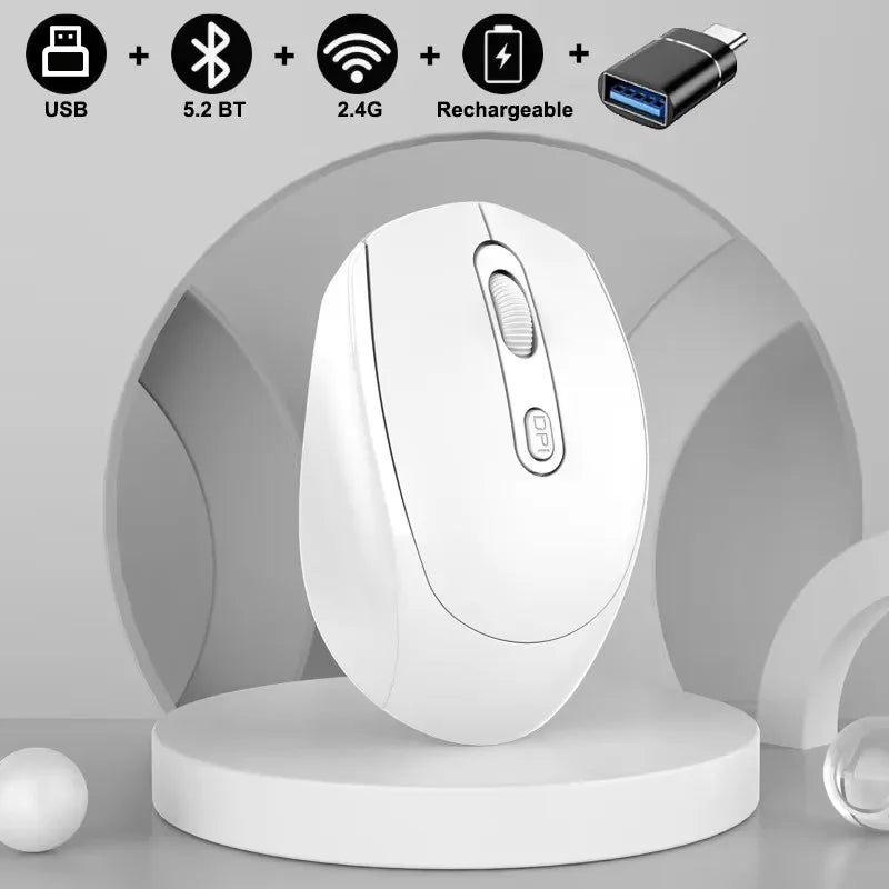 Rechargeable Bluetooth-compatible Wireless Mouse 2.4G Optical Mice with USB RGB 1600DPI Mouse for Computer Laptop PC Mute Mause