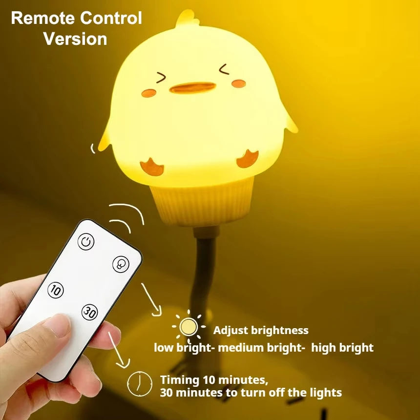Cute Cartoon Bear Kitten USB Night Light - LED Voice Control Bedside Lamp with Remote for Baby Kid Bedroom Decor