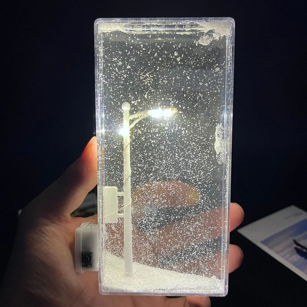 Snow Scene Night Light Snowy lamp handmade diy led small street convenient-lamp Girl's-Gift Holiday for-gift bedroom-girl-light