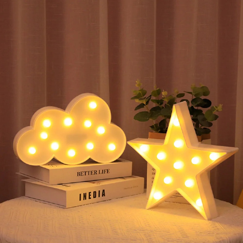 LED shaped lamp room atmosphere decoration ornament cloud moon pentagram decorative lamp creative night light
