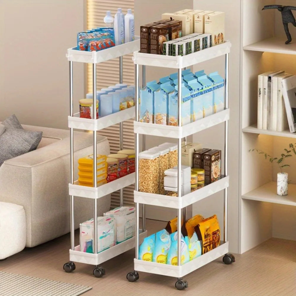 Multi - Layer 360° Rotating Storage Cart in ABS - Space - Saving, for Dorms & Kitchen,bathroom,Non-slip and durable Snack rack