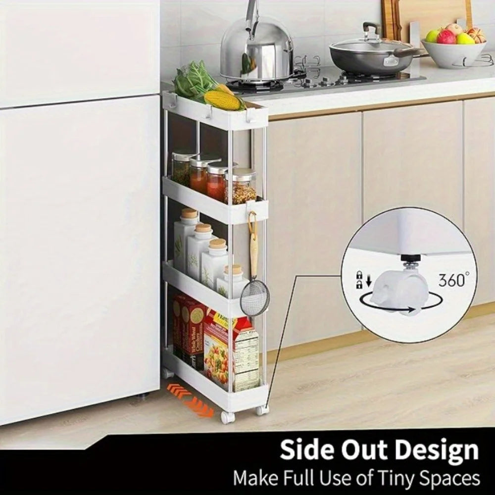 Multi - Layer 360° Rotating Storage Cart in ABS - Space - Saving, for Dorms & Kitchen,bathroom,Non-slip and durable Snack rack