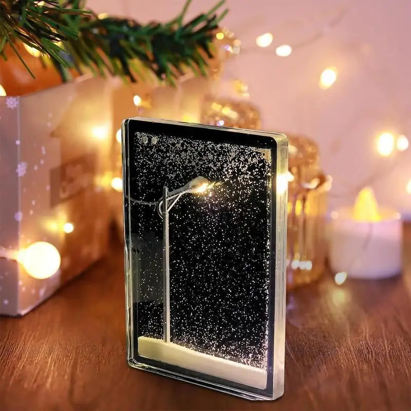 Winter Snow Night Light Material Decoration Set Christmas Snow Night Light Handmade Snow Scene Night Light For Home Holiday Gift