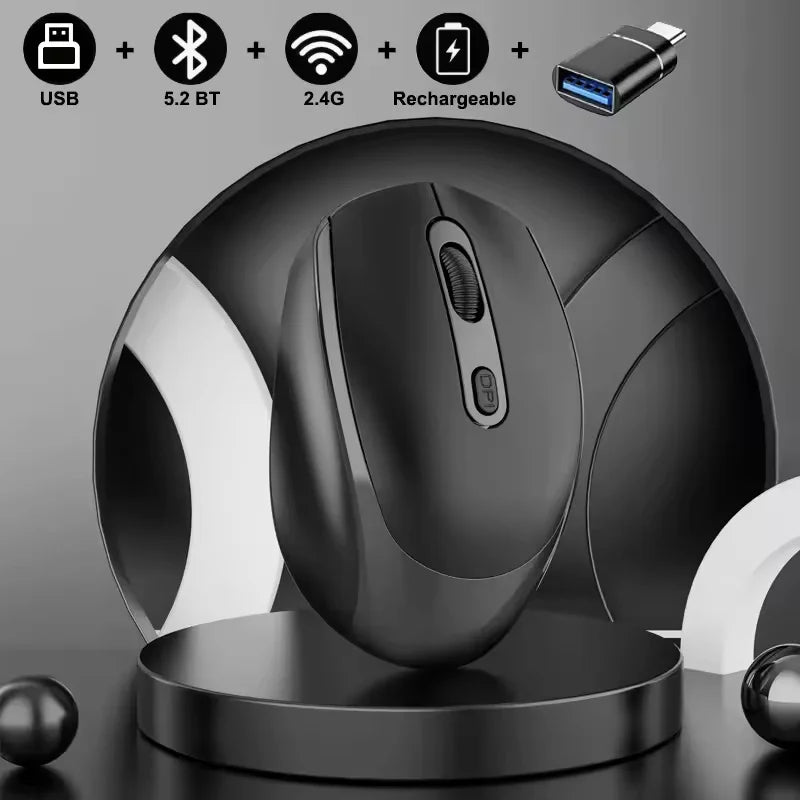 Rechargeable Bluetooth-compatible Wireless Mouse 2.4G Optical Mice with USB RGB 1600DPI Mouse for Computer Laptop PC Mute Mause
