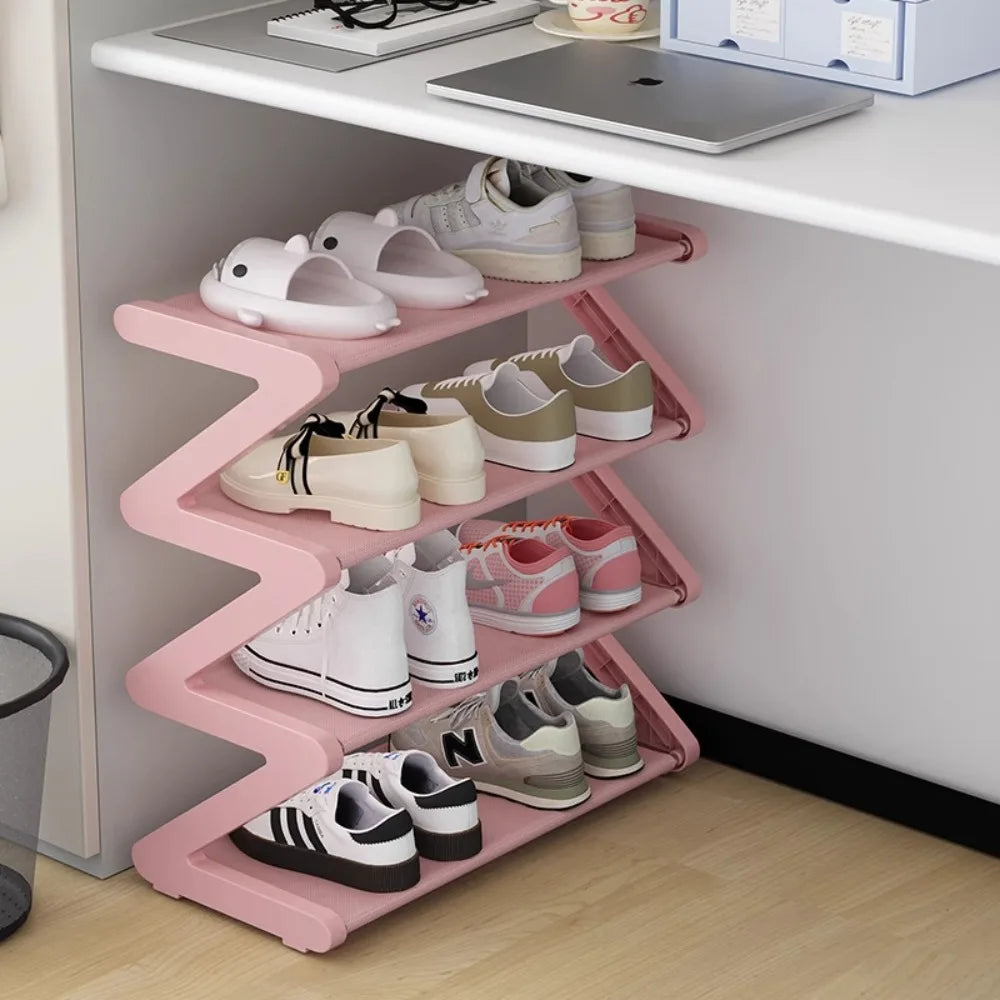 Creative Z-shaped Shoe Rack, Simple Household Shoe Storage, Multi-layer Assembly Shoe Rack for Dormitories Shoe StorageOrganizer