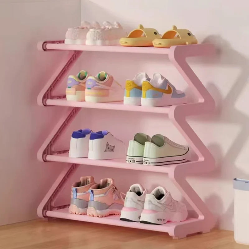 Creative Z-shaped Shoe Rack Simple Household Shoe Storage Multi-layer Assembly Shoe Rack For Dormitories Shoe Organizer Shelf