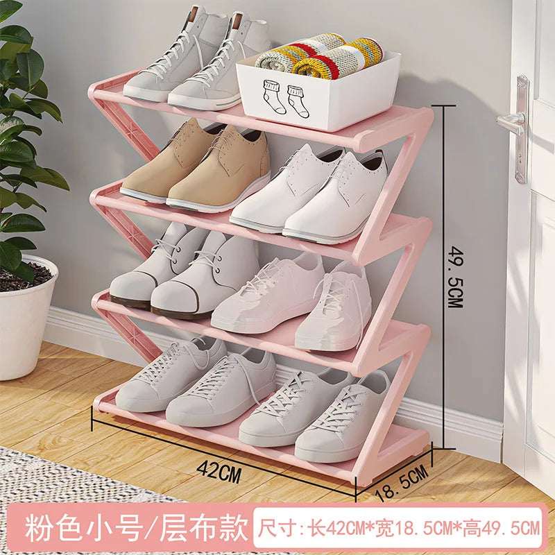 Creative Z-shaped Shoe Rack Simple Household Shoe Storage Multi-layer Assembly Shoe Rack For Dormitories Shoe Organizer Shelf