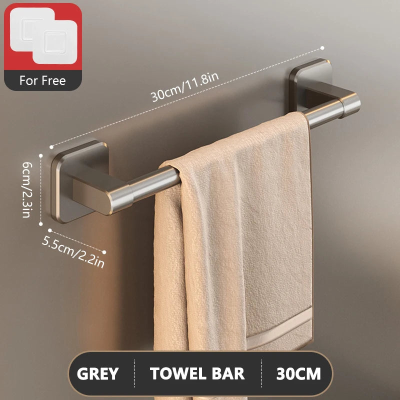 Towel Holder Space Aluminum No Drilling Bathroom Towel Organizers Self-adhesive Towel Bar Bathroom Shelves Hand Towel Bar