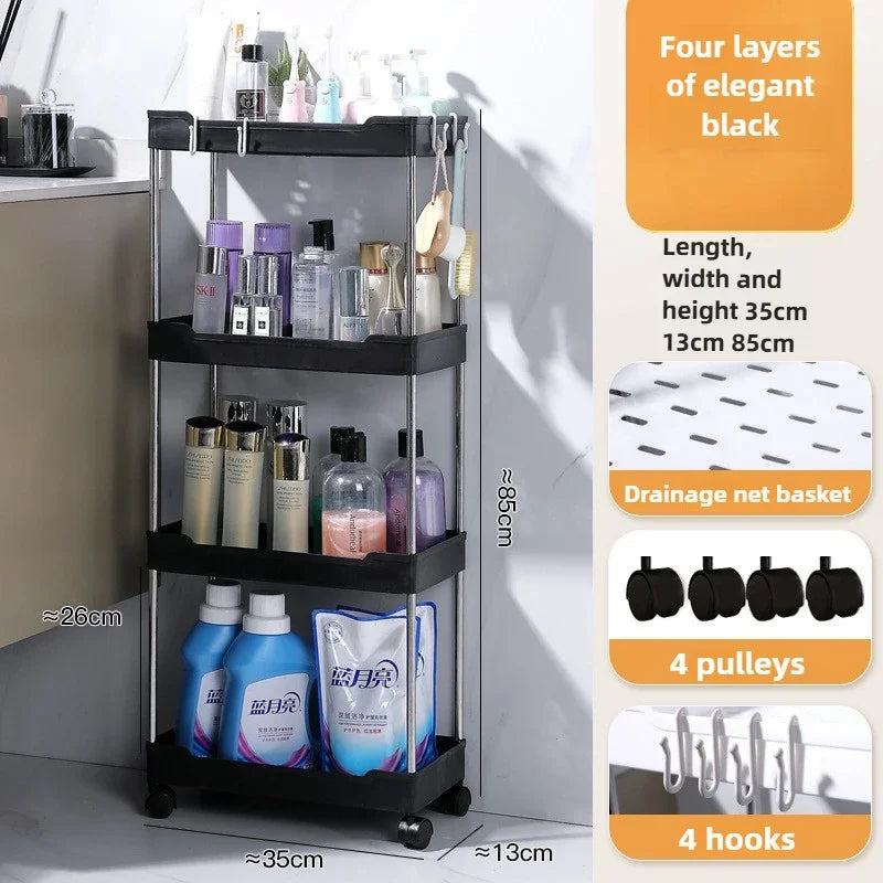 Multi - Layer 360° Rotating Storage Cart in ABS - Space - Saving, for Dorms & Kitchen,bathroom,Non-slip and durable Snack rack
