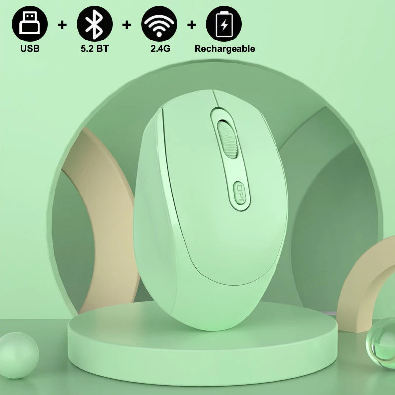 Rechargeable Bluetooth-compatible Wireless Mouse 2.4G Optical Mice with USB RGB 1600DPI Mouse for Computer Laptop PC Mute Mause