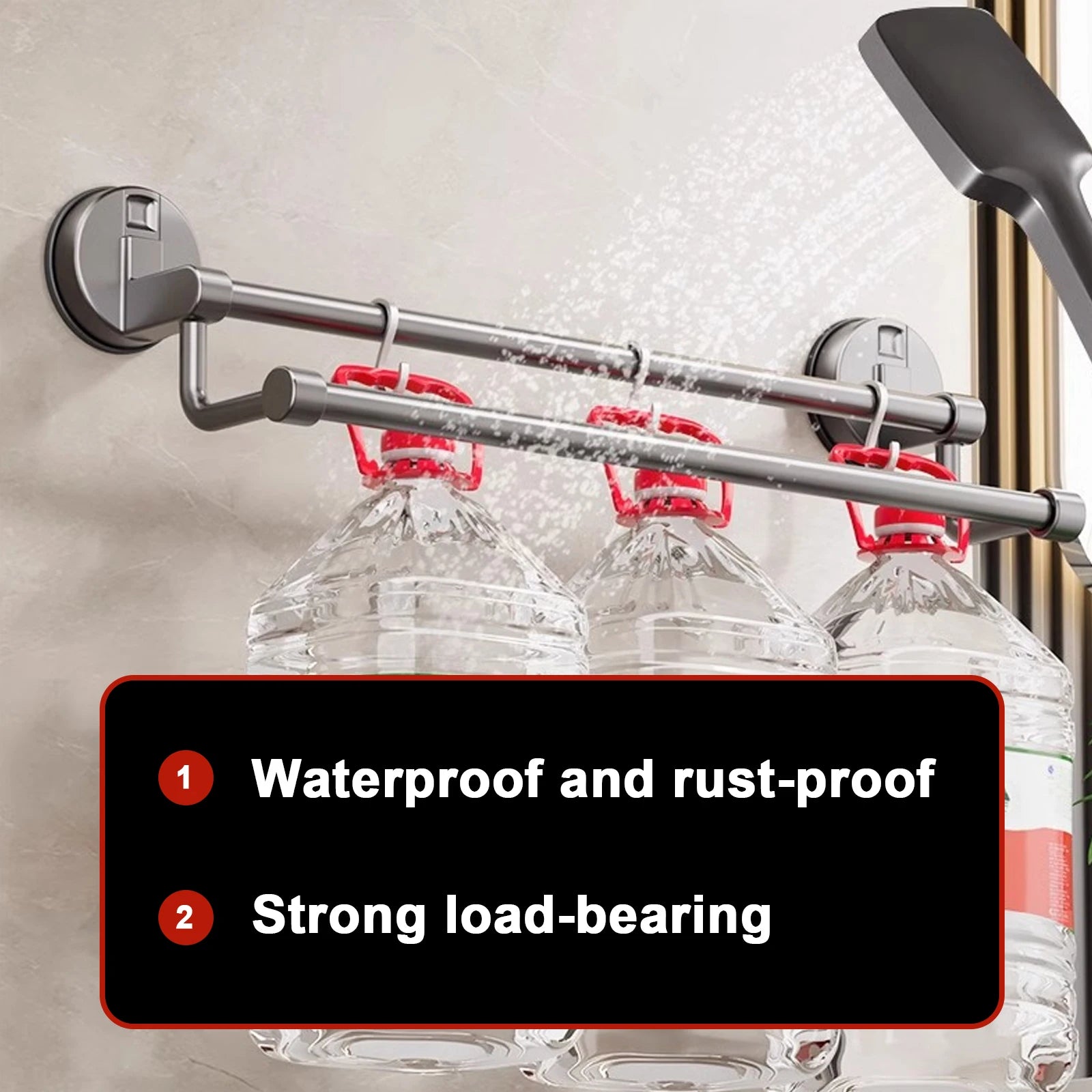 Suction Cup Bathroom Hand Towel Rack Towel Holder Wall Mount No Drill Mount 30/40/50cm Towel Bar Double Bar 2 Tier Apartment