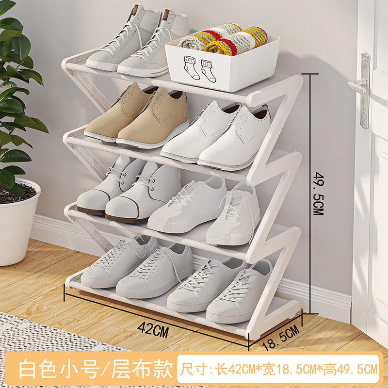Creative Z-shaped Shoe Rack Simple Household Shoe Storage Multi-layer Assembly Shoe Rack For Dormitories Shoe Organizer Shelf