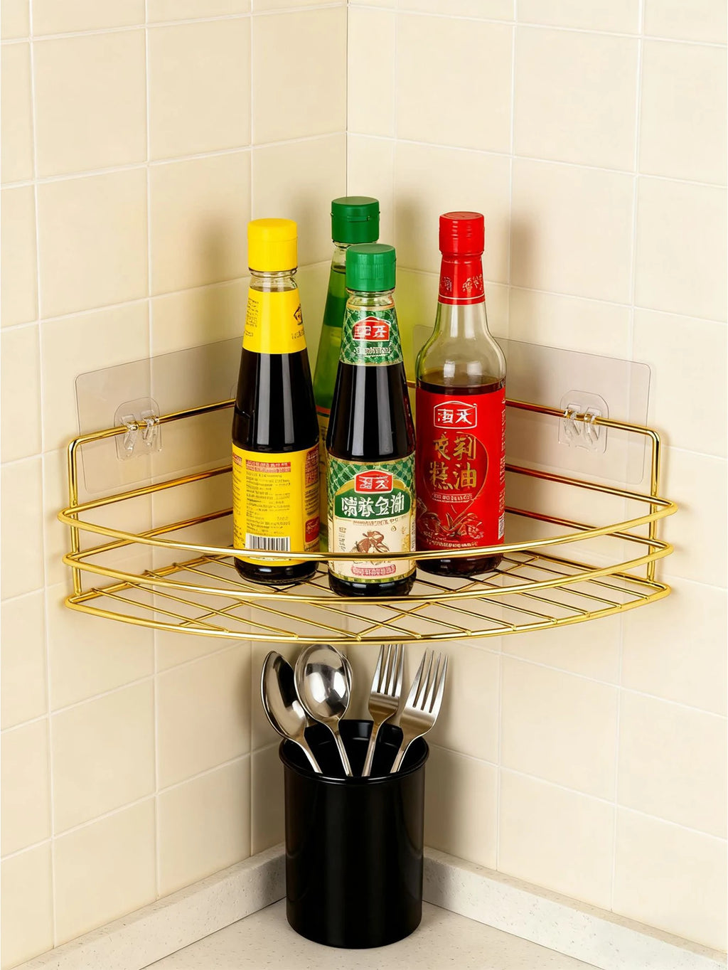 Iron Triangle Rack For Kitchen Bathroom Storage Rack Thickened Love Corner Rack Storage Rack Durable