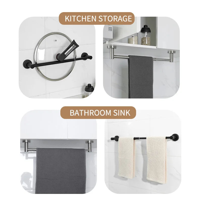 Adjustable Towel Bar Retractable Stainless Steel Rustproof Wall-mounted Extended Towel Holder for Bathroom Kitchen Accessories
