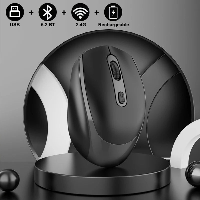 Rechargeable Bluetooth-compatible Wireless Mouse 2.4G Optical Mice with USB RGB 1600DPI Mouse for Computer Laptop PC Mute Mause
