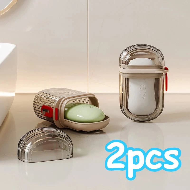 1/2pcs Creative Travel Soap Box with Lid Sealed and Drainable Portable Small Soap Box for Business Trip Travel Soap Box