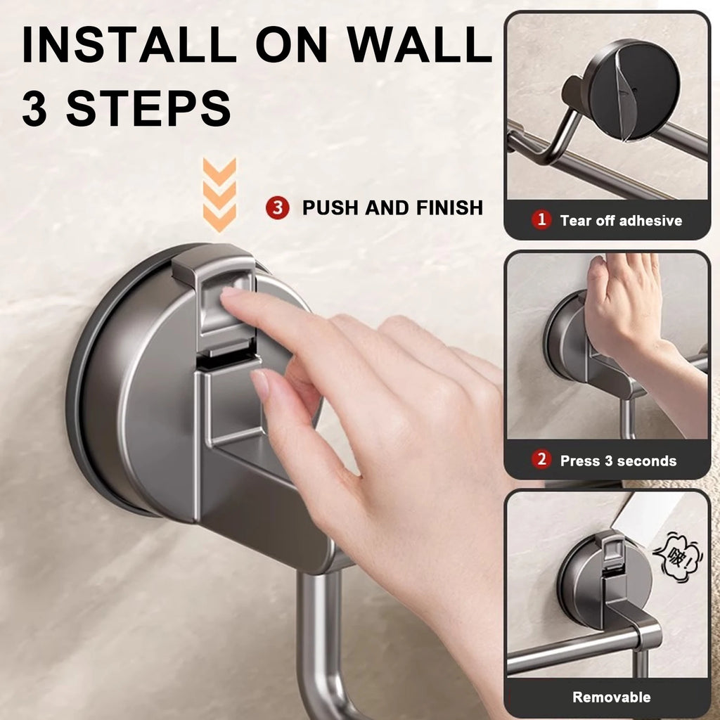 Suction Cup Bathroom Hand Towel Rack Towel Holder Wall Mount No Drill Mount 30/40/50cm Towel Bar Double Bar 2 Tier Apartment