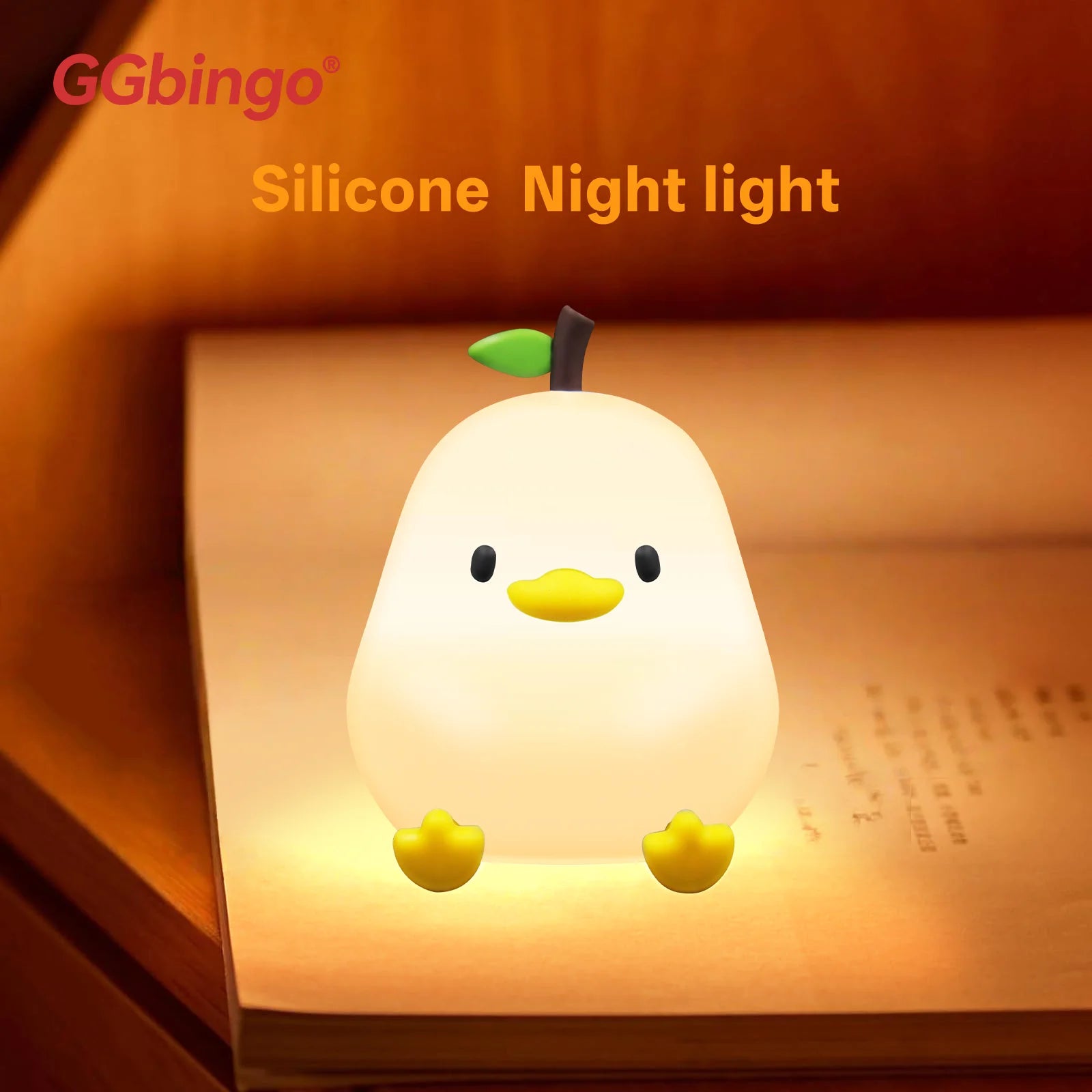 Touch Sensor RGB LED Night Light Cute Pear Duck Hamster Silicone Lamp for Kids USB Rechargeable Bedroom Bedside Lighting