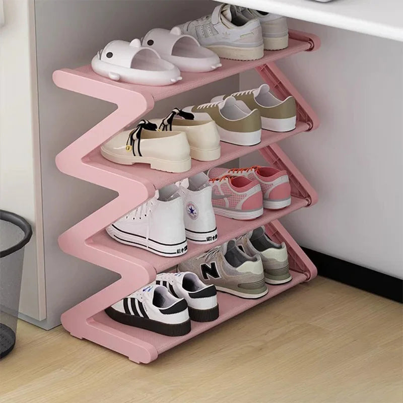 Creative Z-shaped Shoe Rack Simple Household Shoe Storage Multi-layer Assembly Shoe Rack For Dormitories Shoe Organizer Shelf