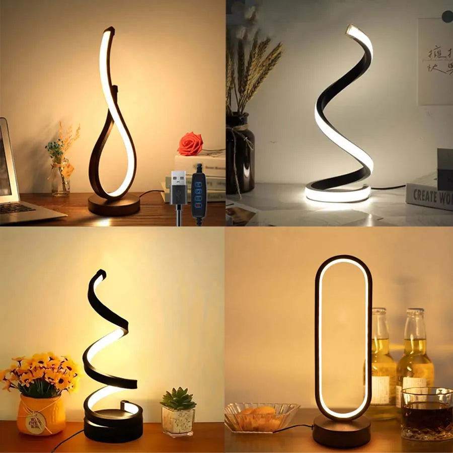 Creative Spiral LED Night Light 3 Colors Dimmable Desk Lamp Reading Light for Living Room Office Desk Bedroom Bedside Decor