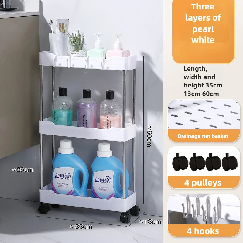 Multi - Layer 360° Rotating Storage Cart in ABS - Space - Saving, for Dorms & Kitchen,bathroom,Non-slip and durable Snack rack
