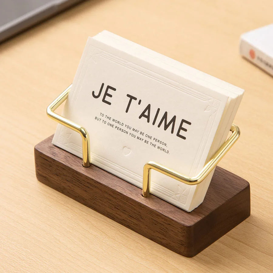 Business Card Holder Organizer Office Desk Display Stand Memo Counter Accessories Tabletop Shelf Home Wooden Card Holder Storage