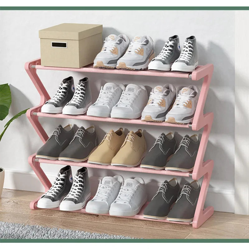 Creative Z-shaped Shoe Rack Simple Household Shoe Storage Multi-layer Assembly Shoe Rack For Dormitories Shoe Organizer Shelf