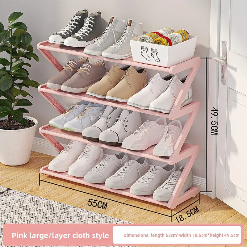 Creative Z-shaped Shoe Rack, Simple Household Shoe Storage, Multi-layer Assembly Shoe Rack for Dormitories Shoe StorageOrganizer