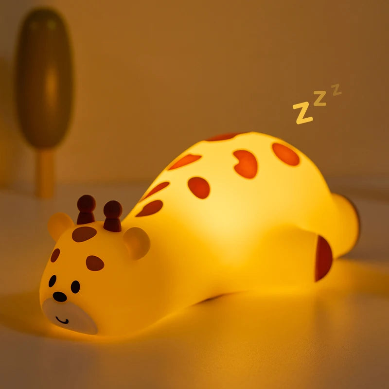 Novelty Animal Silicone Night Light Fox Rabbit Nursery Nightlight Rechargeable Timing Touch Sensor Bedside Table Lamp For Room